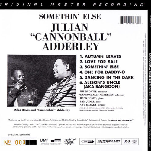 Cannonball Adderley – Somethin' Else (SACD, Hybrid) | Aspero Audio